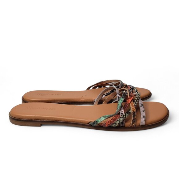 Madewell Tracie Flat Sandals Women's Multi Color Snakeskin Slip On Festival 8.5 - Picture 6 of 10